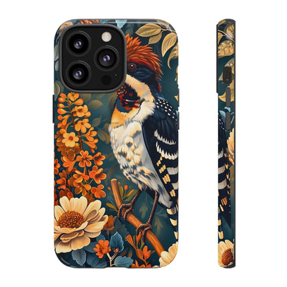 Tough Cases: Floral Bird Phone Case, Vintage Style Cover, Nature Lover Gift, Botanical Design, Spring Inspire Fashion