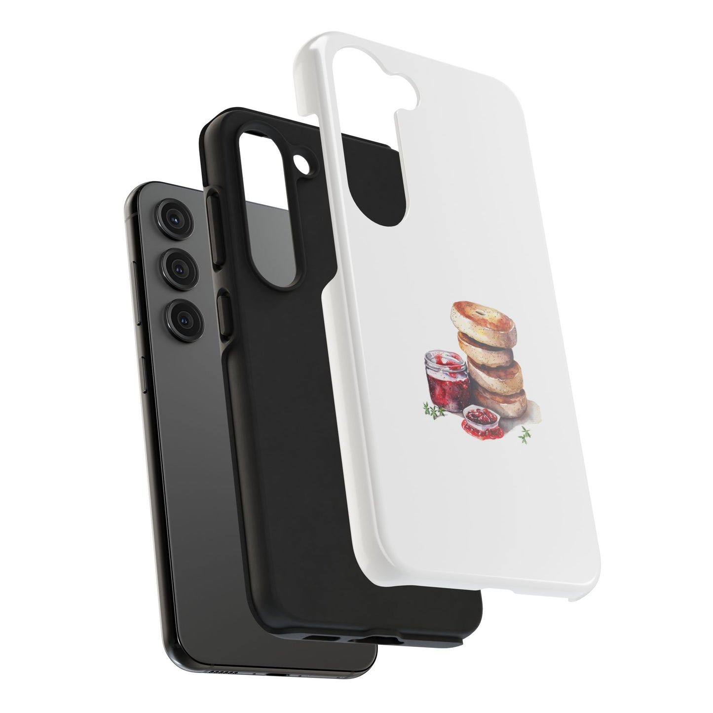 Artistic Bagel & Jam Phone Case - Tough, Durable Design for Food Lovers