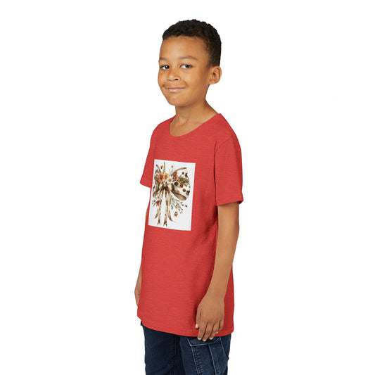 Youth Short Sleeve Tee – Vintage Cowhide Bow with Rustic Floral Decor - Perfect for Spring Celebrations