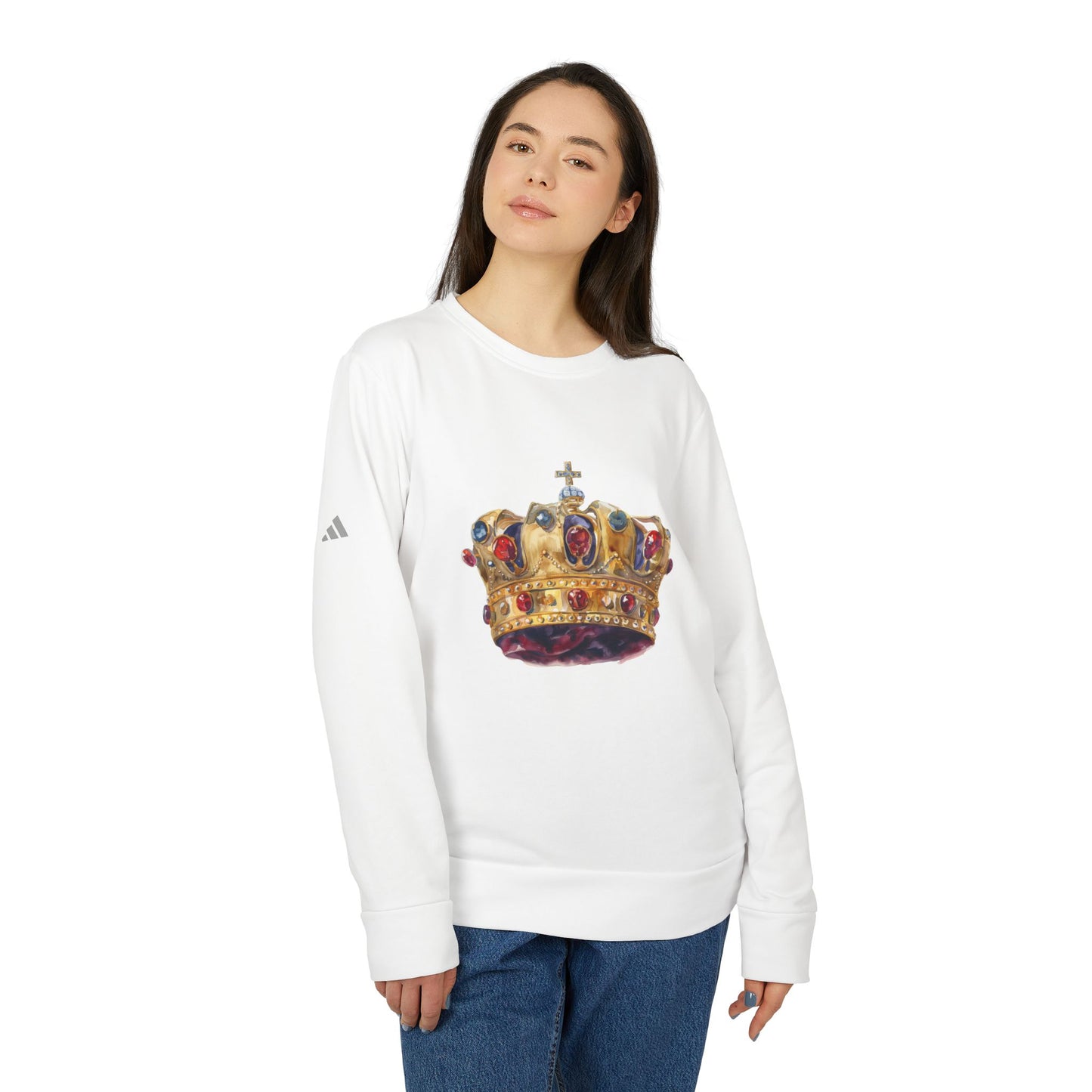 Unisex Fleece Crewneck Sweatshirt - British Royal Crown Design - Iconic Symbol of Monarchy
