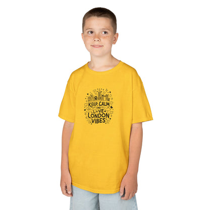 Kids  Heavy Cotton Tee -  Keep Calm London Vibes - Bright Yellow