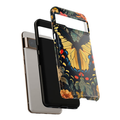Butterfly Floral Phone Case, Art-inspire Tough Case, Gift for Nature Lovers, Butterfly Pattern Cover, Eco-Friendly Mobile Accessory