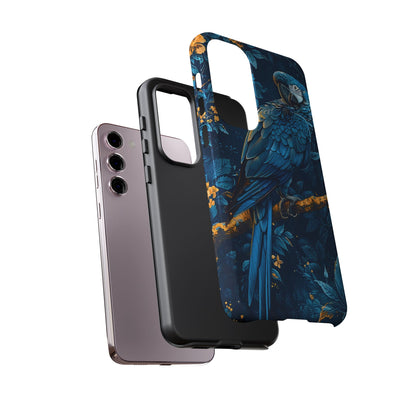 Tough Cases - Vibrant Blue Parrot Phone Case, Tropical Bird Phone Cover, Nature Lover Gift, Eco-Friendly Accessories, Unique Wildlife Decor