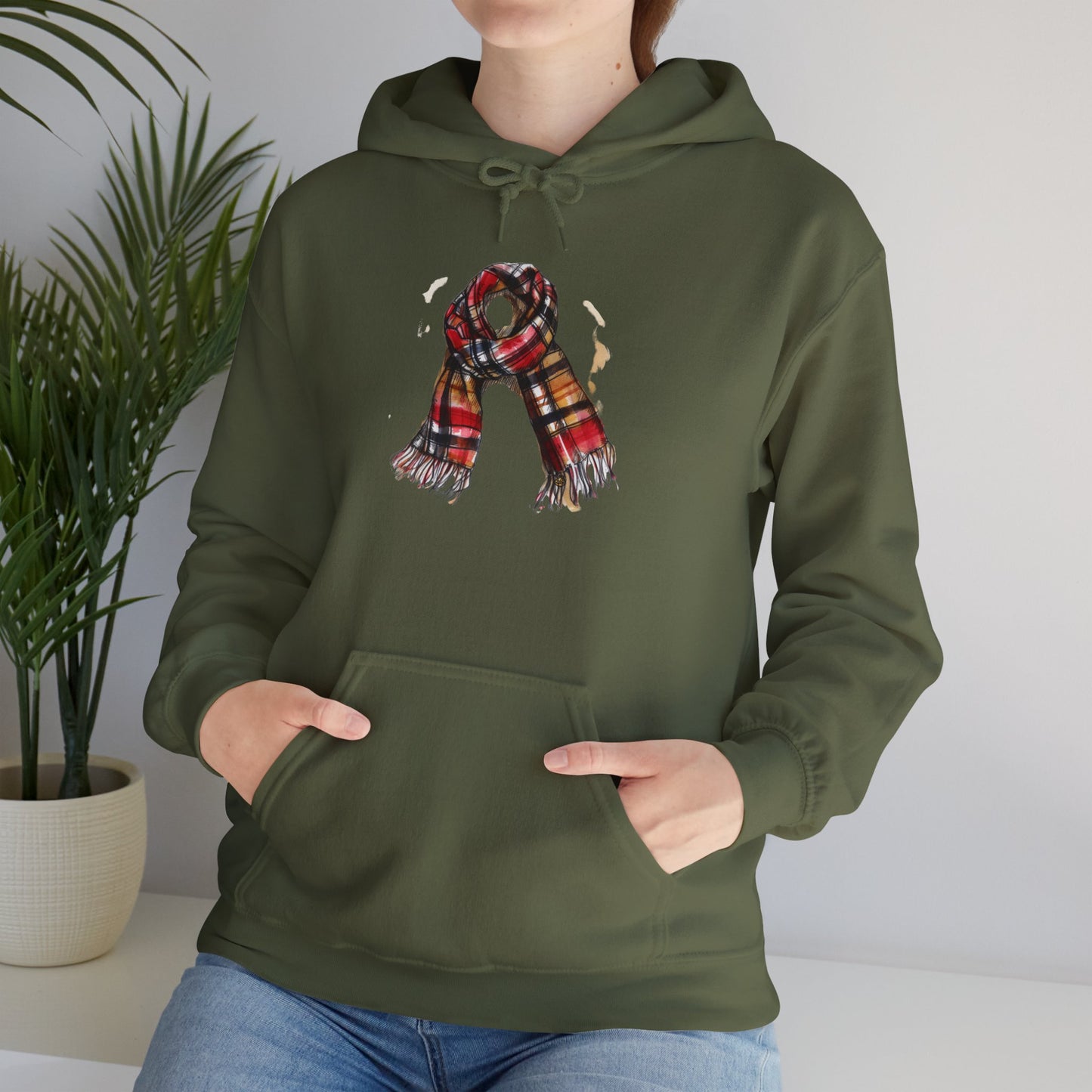 Unisex Heavy Blend™ Hooded Sweatshirt - Plaid British Scarf - Timeless Style and Classic Elegance