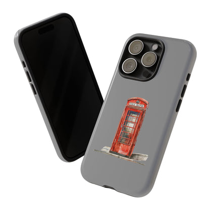 Red Phone Booth Phone Case, Vintage Style Case, Tough Cases for Gifts, Quirky Phone Accessories, Travel Lover's Gift