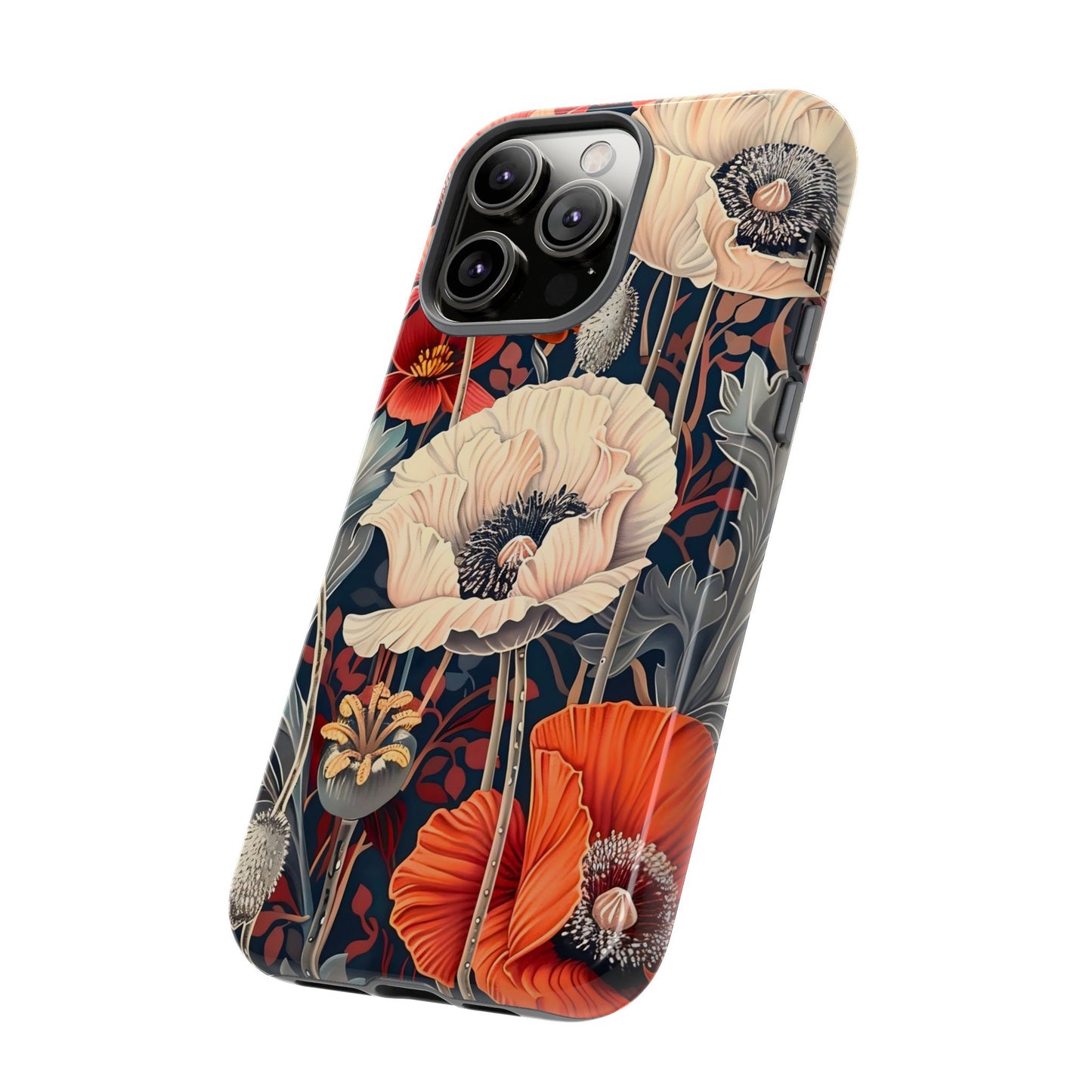 Floral iPhone Case, Tough Phone Cover, Artistic Protection, Flower Design, Unique Gift for Her, Phone Accessory, Trendy Tech