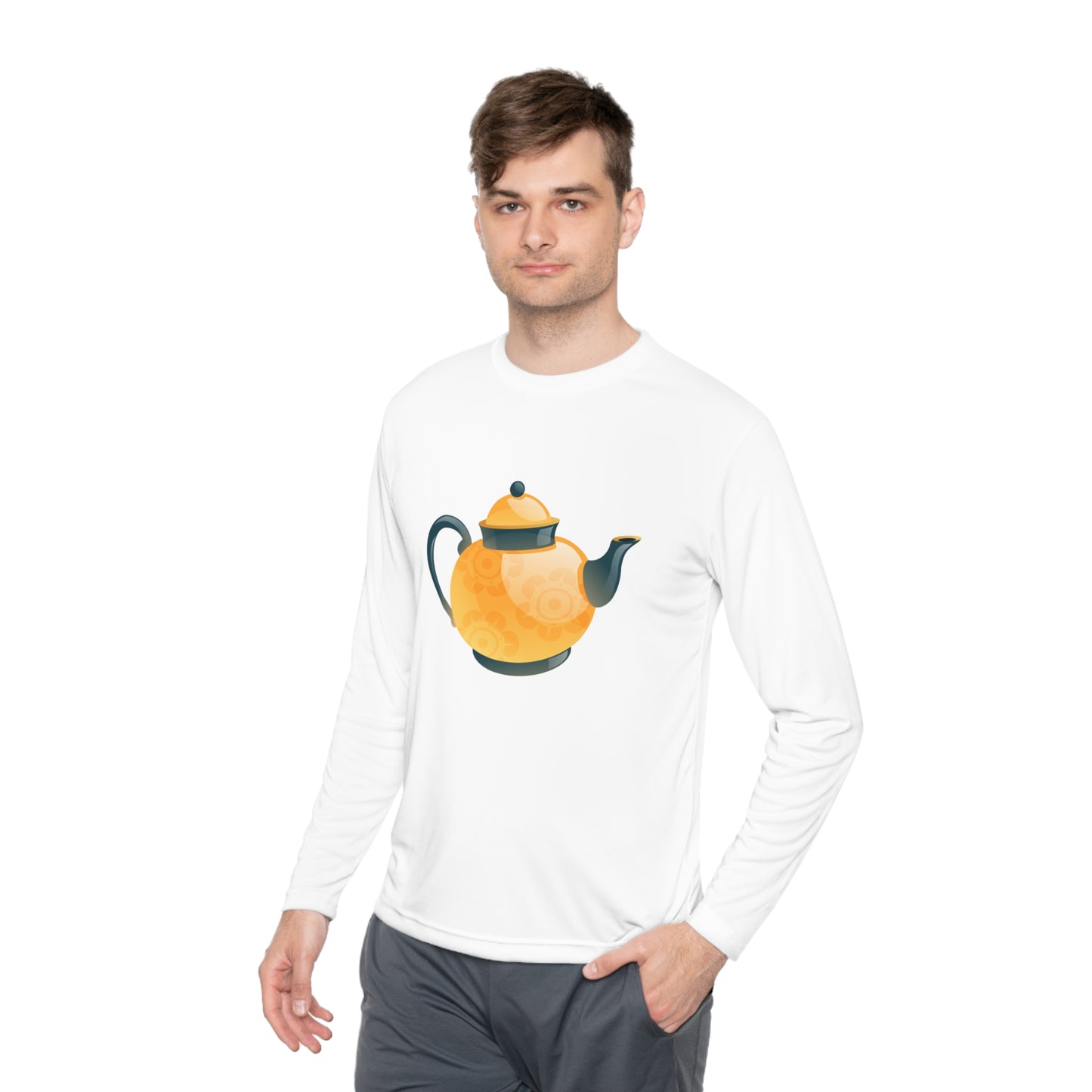 Unisex Lightweight Long Sleeve Tee - Classic British Tea Kettle - Timeless Elegance in Tea Time