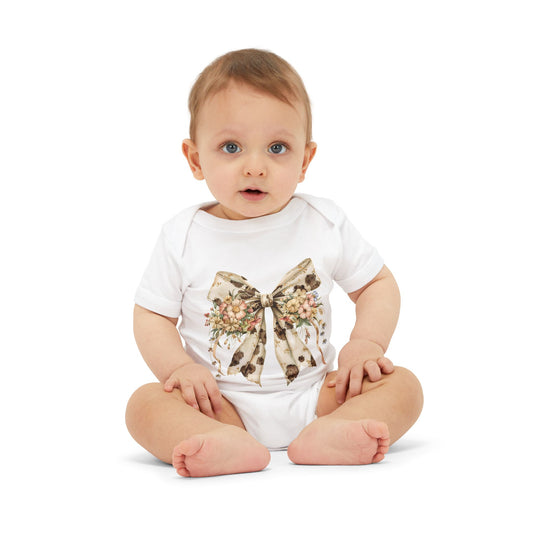 Floral Bow Infant One Piece - Cute Baby Bodysuit for Newborns