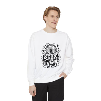 Unisex Garment-Dyed Sweatshirt Lightweight - London's story telling Streets