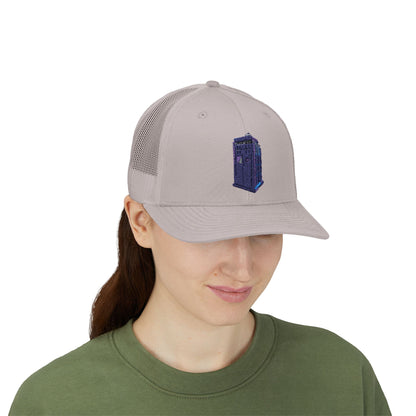 Sparkling TARDIS Snapback Trucker Cap | Fun Gift for Whovians | Perfect for Conventions, Casual Wear, and Outdoor Adventures