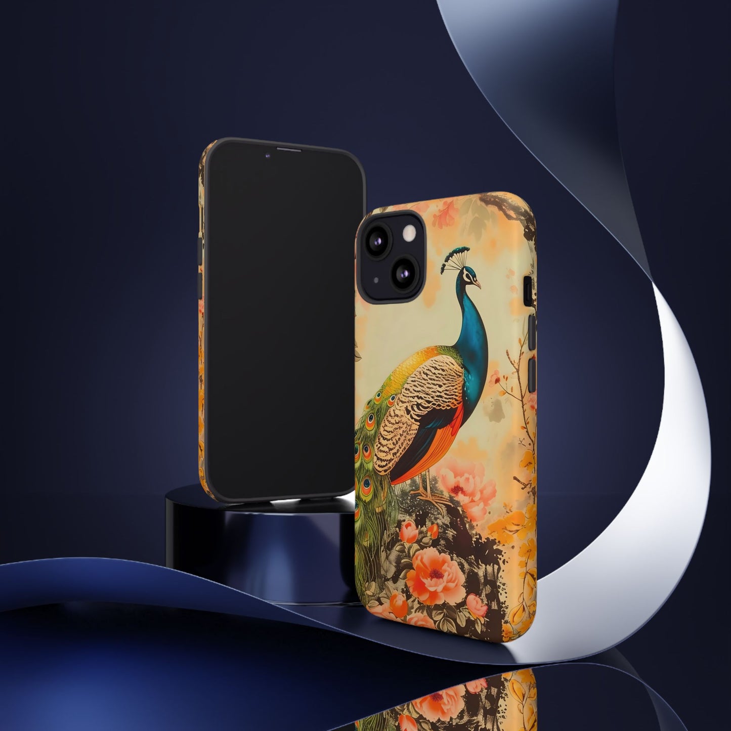 Peacock Phone Case, Tough Phone Cover, Unique Phone Accessory, Floral Design, Gift for Bird Lovers, Spring Decor