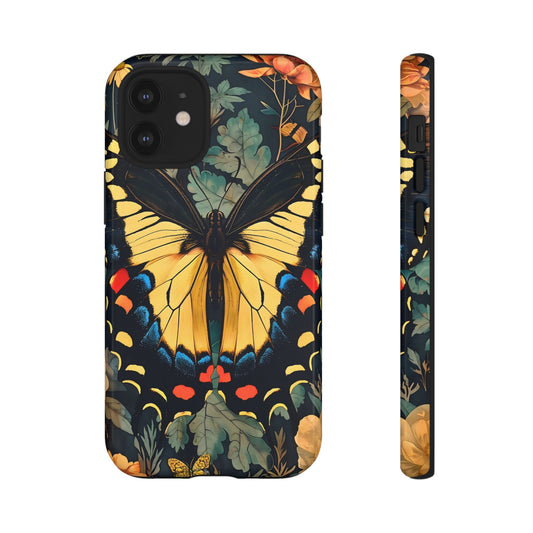 Butterfly Floral Phone Case, Art-inspire Tough Case, Gift for Nature Lovers, Butterfly Pattern Cover, Eco-Friendly Mobile Accessory
