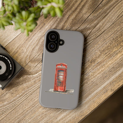 Red Phone Booth Phone Case, Vintage Style Case, Tough Cases for Gifts, Quirky Phone Accessories, Travel Lover's Gift