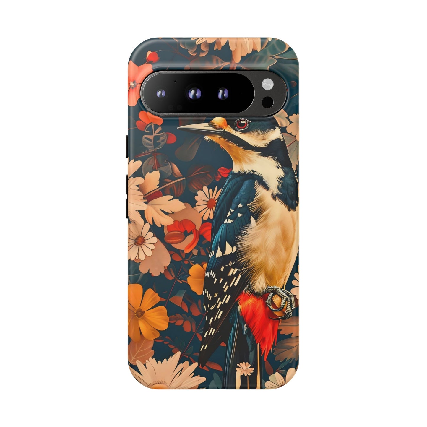 Artistic Bird Phone Case, Unique Tough Cases for Nature Lovers, Floral Design, Cute Gift, Customized Phone Accessories