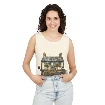 Unisex Garment-Dyed Tank Top - Charming British House - Classic Design and Warmth