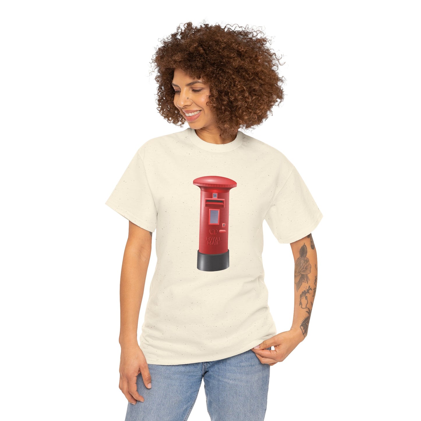 Unisex Heavy Cotton Tee - Classic UK Royal Mailbox Design - British Postbox Icon