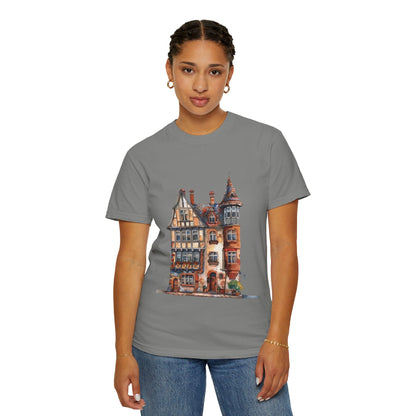 Unisex Garment-Dyed T-shirt - The Quintessential British Village House