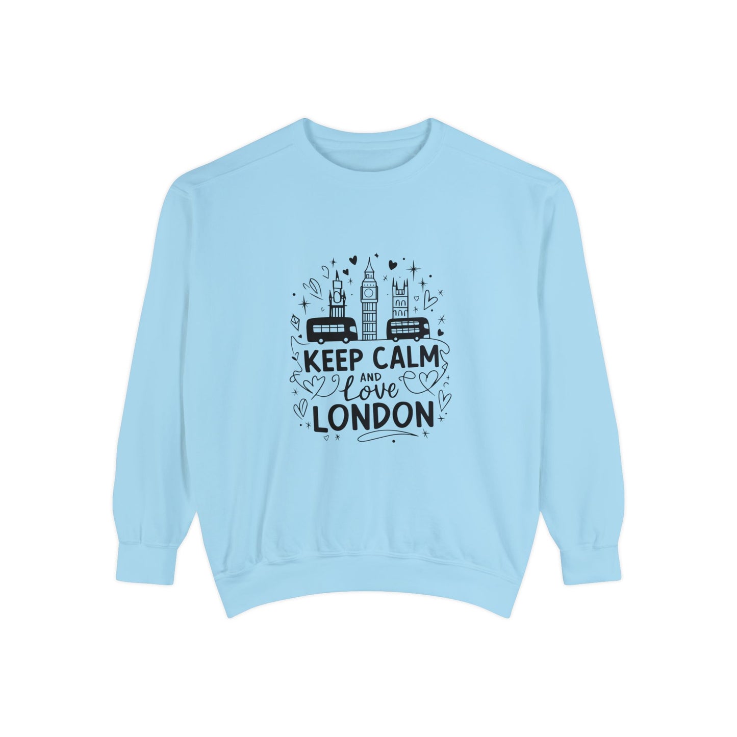 Unisex Garment-Dyed Sweatshirt Cozy - Keep Calm and Love London