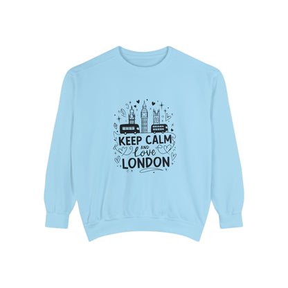 Unisex Garment-Dyed Sweatshirt Cozy - Keep Calm and Love London
