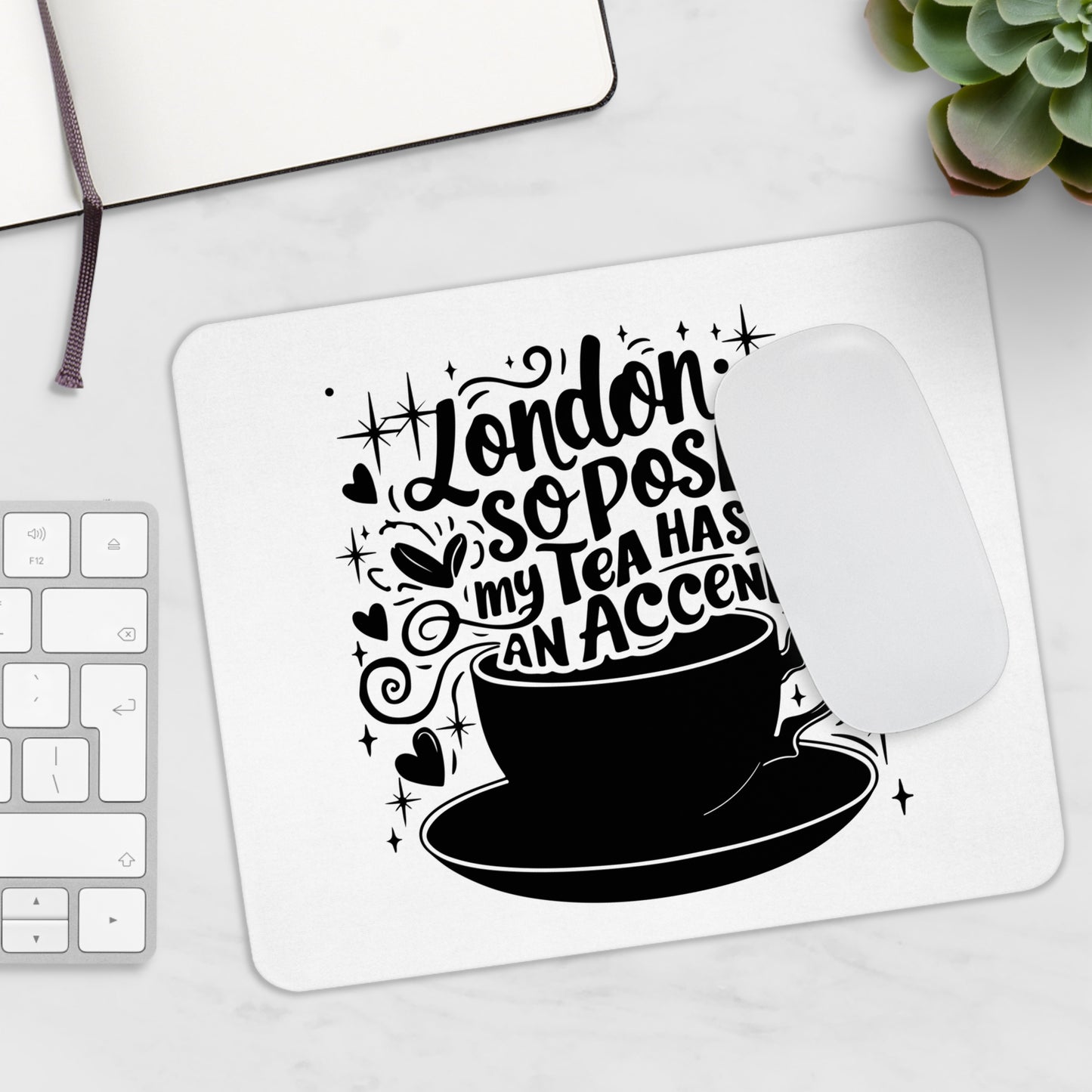 Chic London Tea Mouse Pad - Stylish Desk Accessory, Perfect Gift for Tea Lovers, Office Decor, Home Office, Work Station