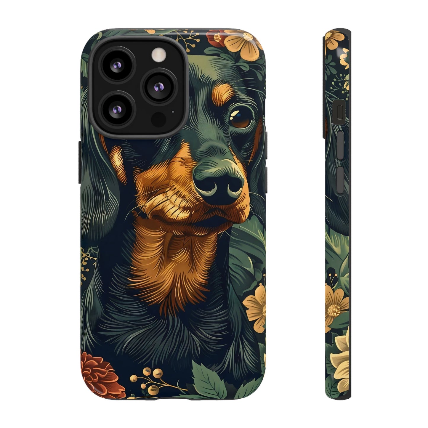 Dachshund Phone Case, Floral Pet Phone Cover, Dog Lover Gift, Tough Phone Case, Custom Dachshund Design, Unique Dog Owner Accessory