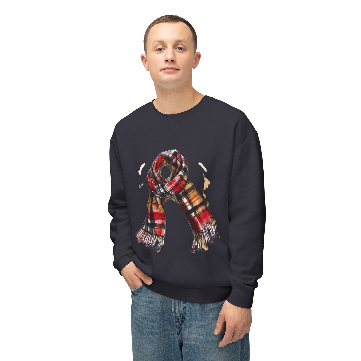 Unisex Lightweight Crewneck Sweatshirt - Plaid British Scarf - Timeless Style and Classic Elegance