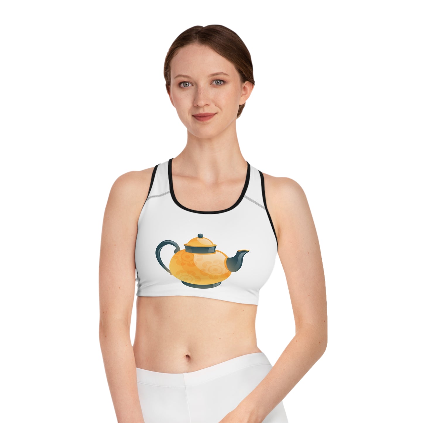 Sports Bra - Cute & Comfy Activewear for Yoga & Workouts - Whimsical Teapot