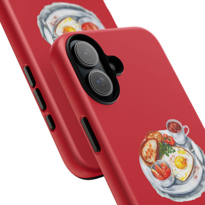 Breakfast-Inspired Phone Case, Tough Phone Covers, Foodie Gifts, Unique Accessories, Cute Kitchen Decor, Red Phone Case