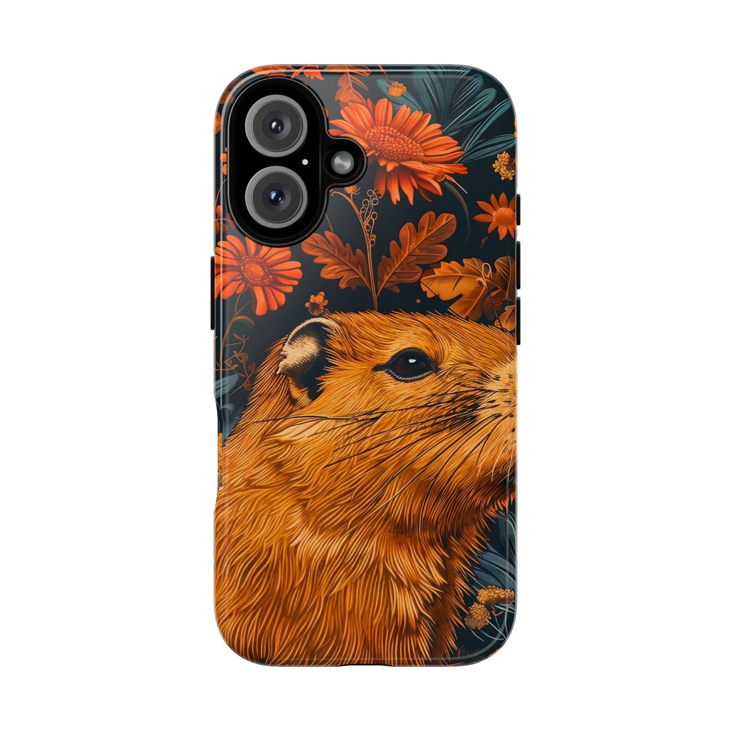Capybara Phone Case, Floral Phone Cover, Tough Case for Animal Lovers, Unique Gift, Cute and Functional, Nature Inspired Design
