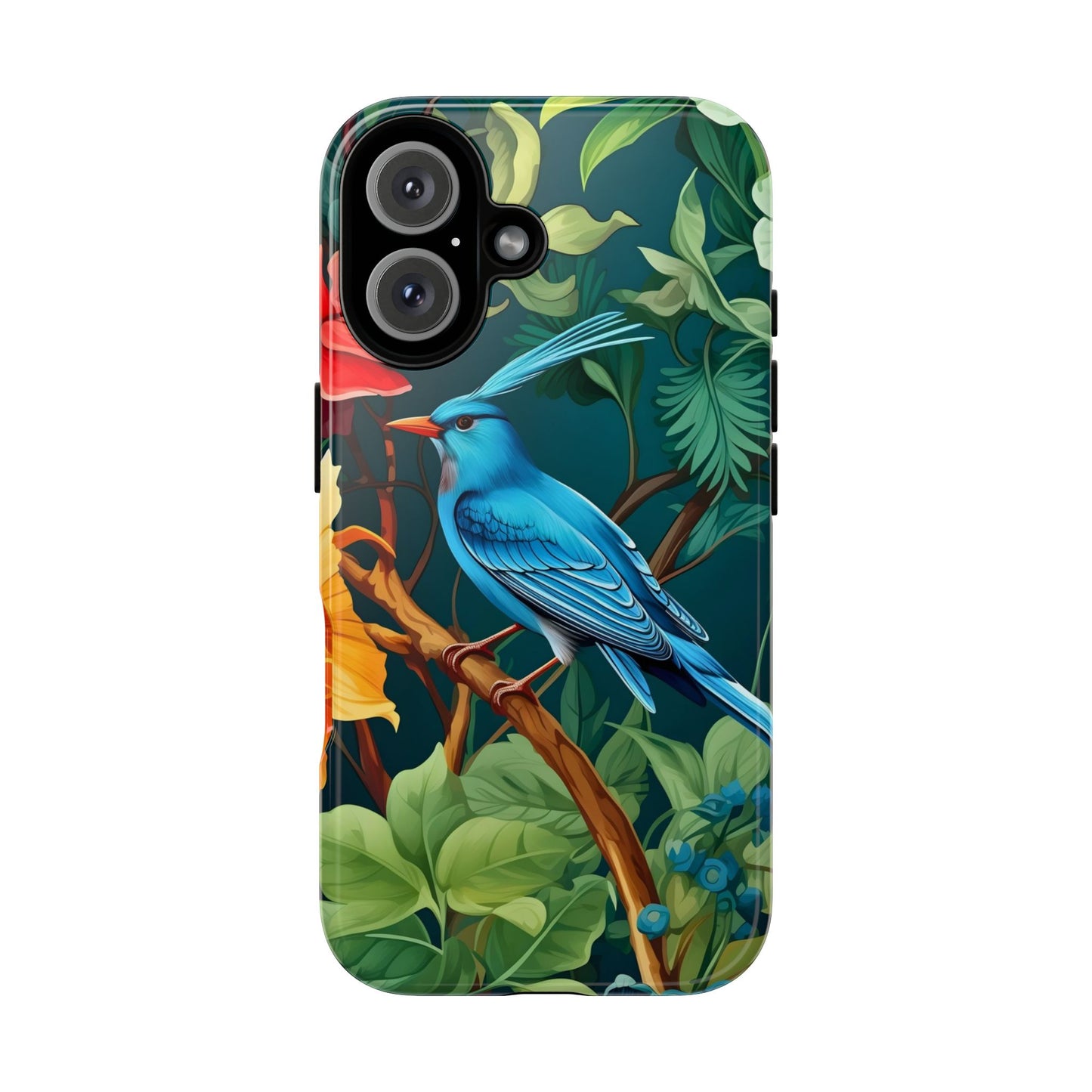 Tough Cases - Vibrant Bird Phone Case, Floral Design, Nature Lover, Unique Gift, Stylish Protection, Phone Accessories