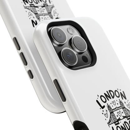 London Love Magnetic Tough Case, Personalized Phone Case, Unique London Design, Gift for Travelers, Cute London Souvenir