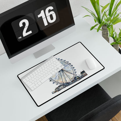 Elegant Cityscape Desk Mat with London Eye Design - Office Decor, Gift for Professionals, Home Office Accessory