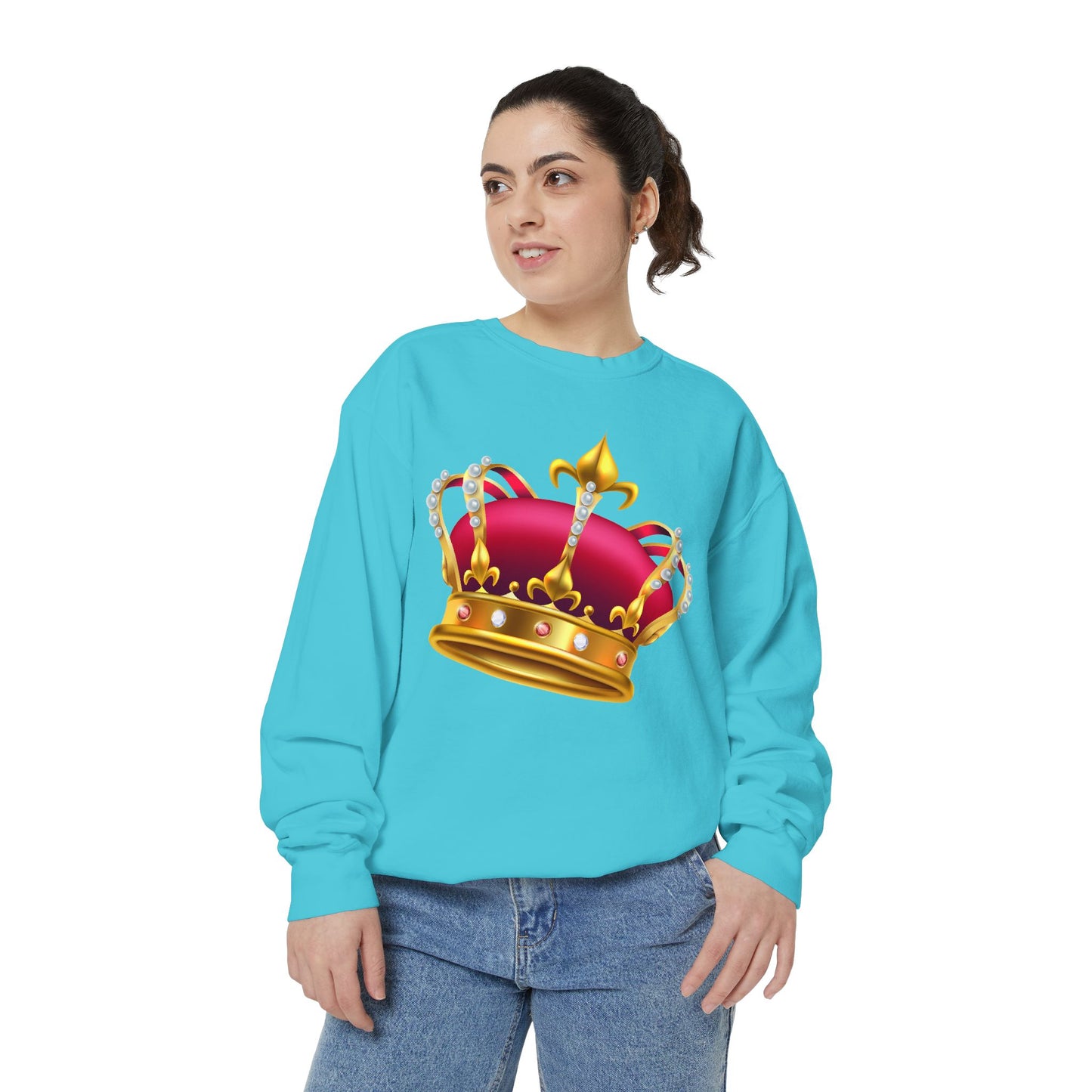 Unisex Garment-Dyed Sweatshirt - British Royal Crown Design