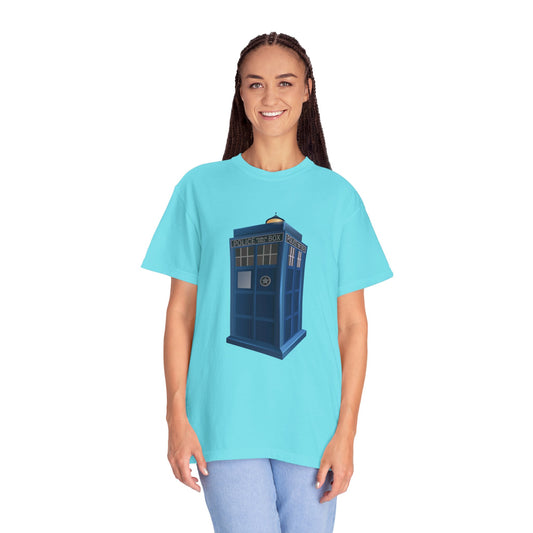 Unisex Garment-Dyed T-shirt - British Police Public Call Box - Iconic TARDIS