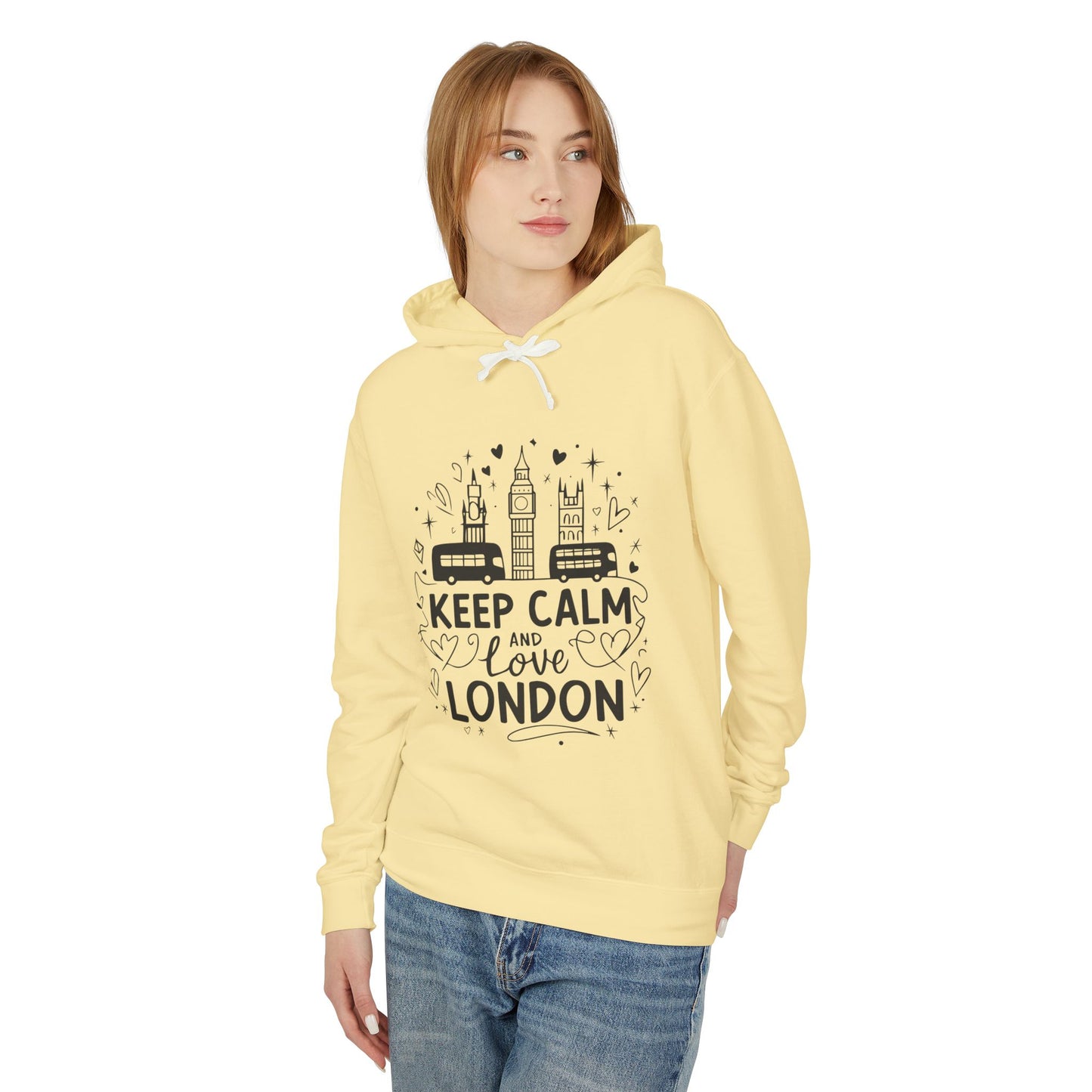 Unisex Lightweight Hooded Sweatshirt - Keep Calm and love London
