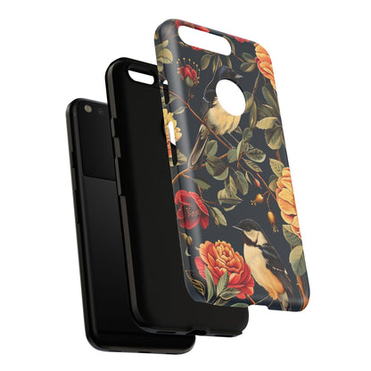 Floral Phone Case with Birds, Botanical iPhone Cover, Bird Lover Gift, Nature-Inspired Accessories, Eco-Friendly Mobile Case