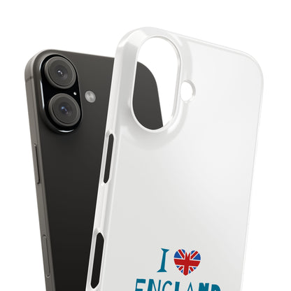 I Love England Slim Phone Case, UK Pride Phone Cover, Gift for Travelers, Smartphone Accessory, England Souvenir Case