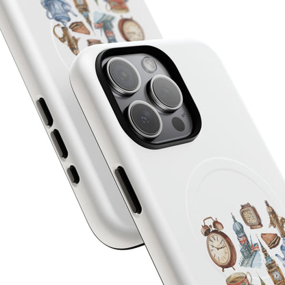 Tough Magnetic Phone Case with Vintage Clock Design, Durable Tech Accessories for Gift, Daily Use, Unique Style