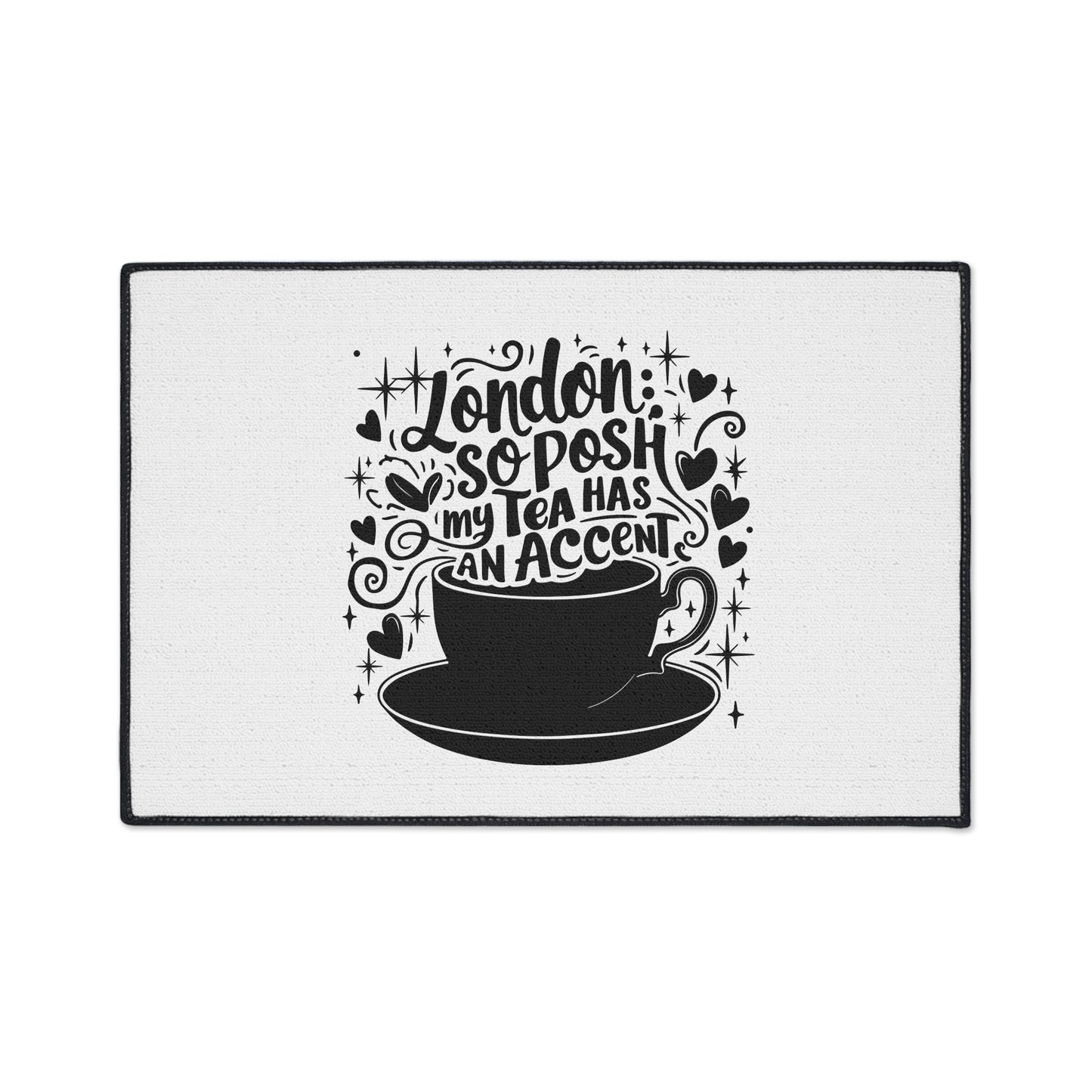 Posh London Tea Floor Mat, Cozy Kitchen Decor, Funny Gift for Tea Lovers, Welcome Mat, Unique Home Accessory