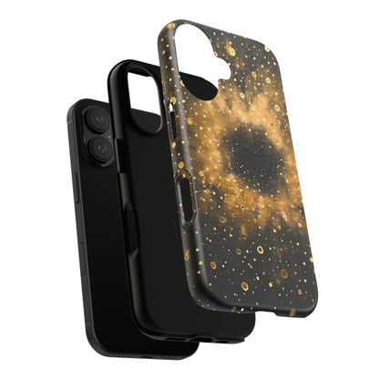 Stylish Phone Case with Golden Galaxy Design, Tough Phone Cover, Trendy Mobile Accessory, Gift for Space Lovers, Protective Phone Shell