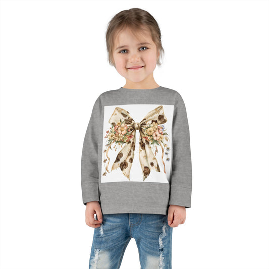 Floral Bow Toddler Long Sleeve Tee - Perfect for Spring Celebrations