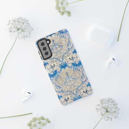 Elegant Floral Phone Case, Tough iPhone Cover, Stylish Mobile Protector, Blue Patterned Case, Unique Gift for Her