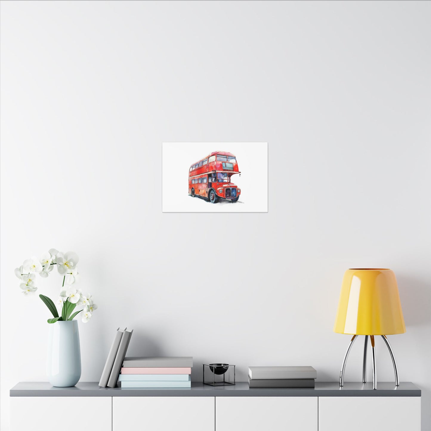 London Red Double-Decker Bus Art Canvas Print, Wall Decor for Travel Lovers, Home Office Gift, Unique Artwork for All Occasions