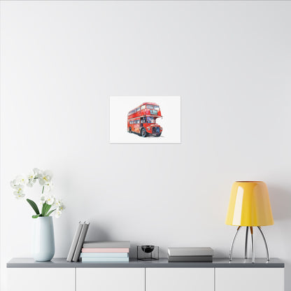 London Red Double-Decker Bus Art Canvas Print, Wall Decor for Travel Lovers, Home Office Gift, Unique Artwork for All Occasions
