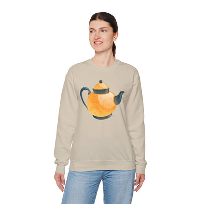 Unisex Heavy Blend™ Crewneck Sweatshirt - Classic British Tea Kettle - Timeless Elegance in Tea Time