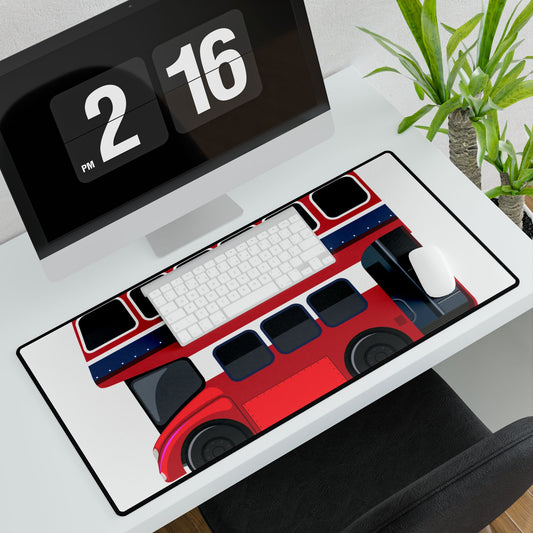 Colorful London Bus Desk Mat | Office Decor, Gaming Mousepad, Home Office Accessory, Study Space Essentials, Gift for Students