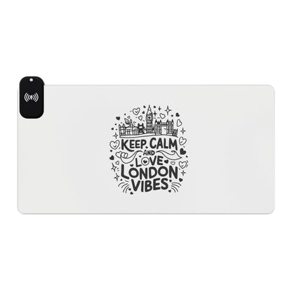 Keep Calm and Love London - LED Gaming Mouse Pad, Wireless Charging