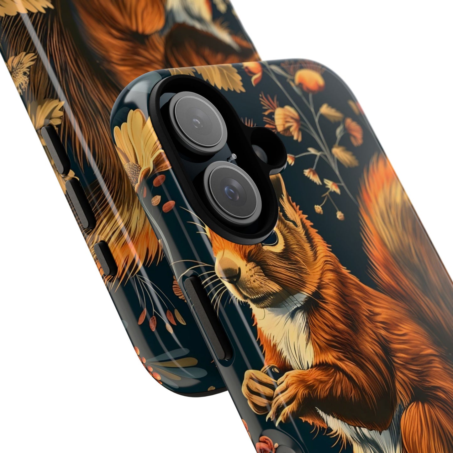 Squirrel Floral Phone Case, Tough Cases for Nature Lovers, Cute Animal Design, Fall Aesthetic, Perfect Gift for Her