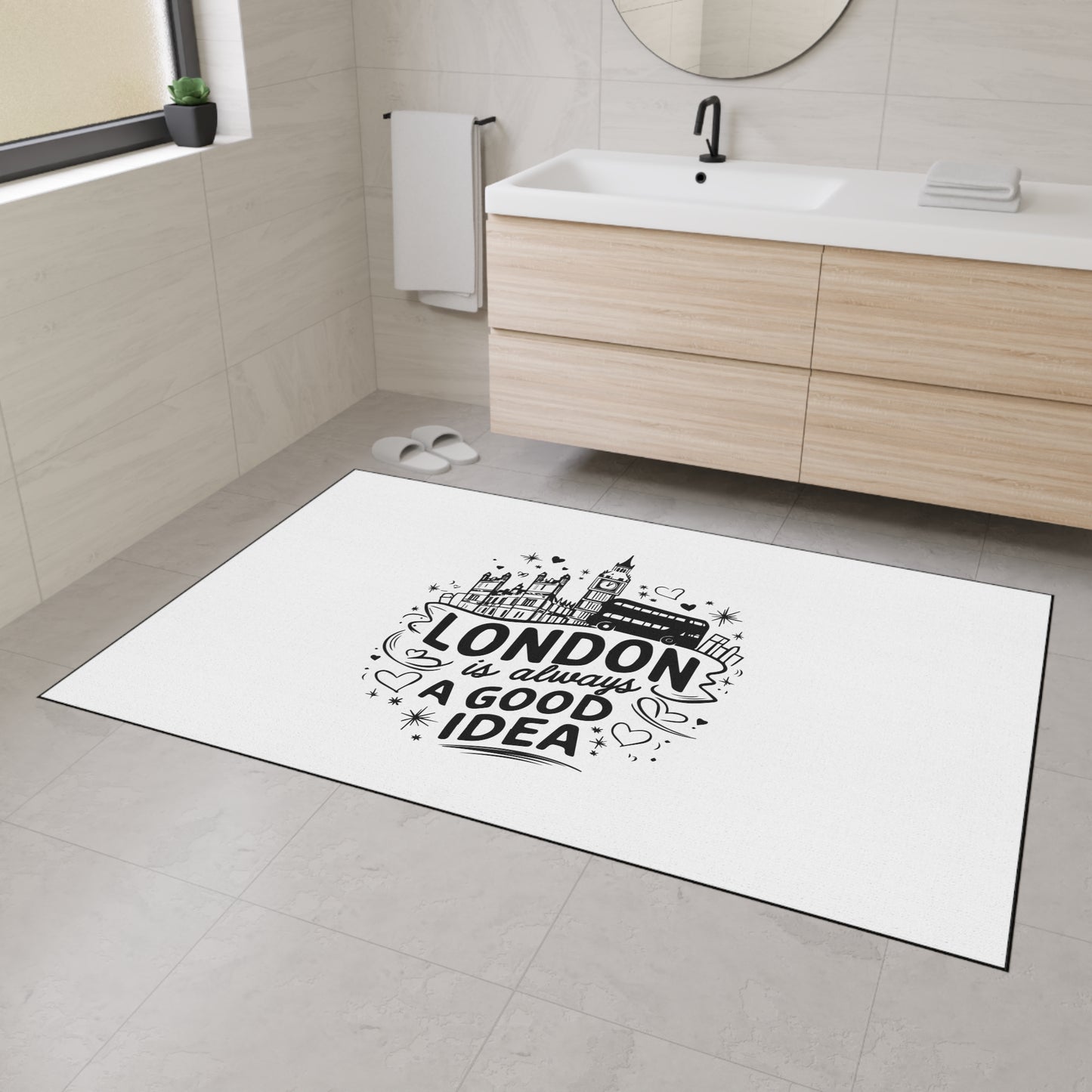 London-Inspired Floor Mat, Welcome Mat, Home Decor, Gift for Travelers, London Themed Entryway Mat