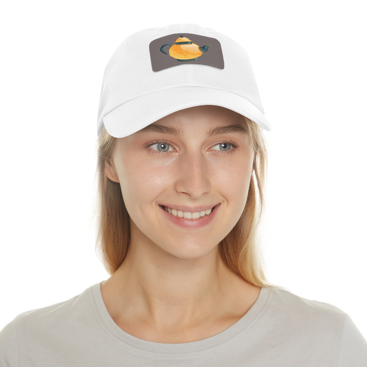 Whimsical Teapot Dad Hat, Leather Patch Cap, Gift for Tea Lovers, Casual Everyday Hat, Father's Day Gift, Unique Accessories
